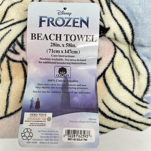Disney Frozen Pool Beach Bath Towel 28" x 58" 100% Cotton Elsa Anna Olaf - Picture 3 of 4